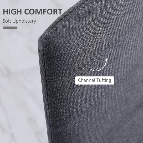 HOMCOM Set of 4 Dining Room Chairs, Linen Upholstered Kitchen Chairs, Outdoor Dining Chairs with Padded Seat & Metal Legs, Grey Aosom UK