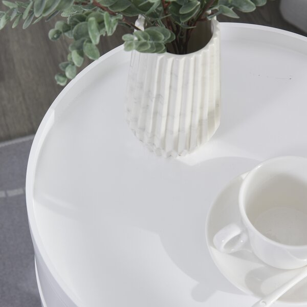 HOMCOM Nested Coffee Tables: 3-Tier Round Set with Hidden Storage & Detachable Tray, Chic White Aosom UK