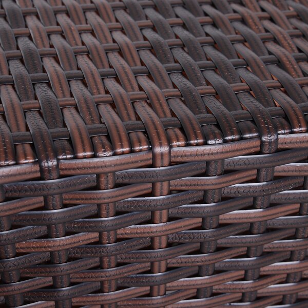 Outsunny Outdoor Patio Rattan Wicker Coffee Table Bistro Side Table w/ Umbrella Hole and Storage Space, Brown Aosom UK