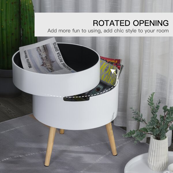 HOMCOM Nested Coffee Tables: 3-Tier Round Set with Hidden Storage & Detachable Tray, Chic White Aosom UK