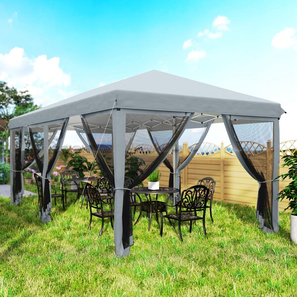 Outsunny 6x3m Pop Up Gazebo, Wedding Tent w/ 6 Mesh Walls & Carry Bag, Grey Aosom UK