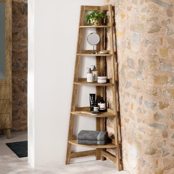 Humphrey Corner Ladder Shelf, Mango Wood Effect Mango Wood Effect