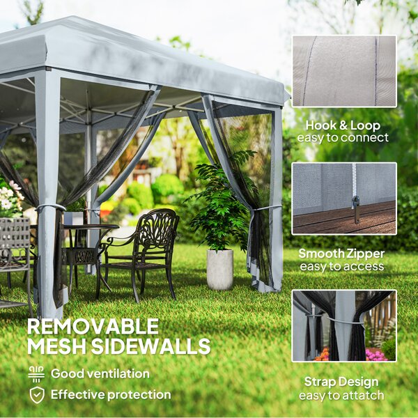 Outsunny 6x3m Pop Up Gazebo, Wedding Tent w/ 6 Mesh Walls & Carry Bag, Grey Aosom UK