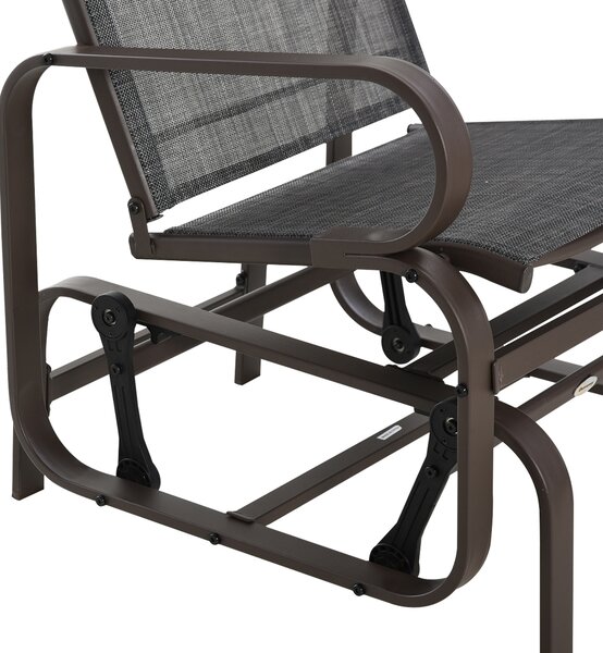 Outsunny 3 piece Outdoor Swing Chair with Tea Table Set, Patio Garden Rocking Furniture