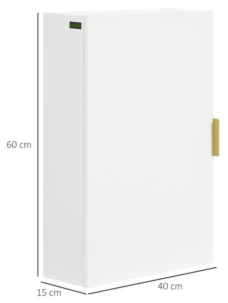 Kleankin Wall Mounted Bathroom Cabinet, Over Toilet Storage, Adjustable Shelves, for Hallway, Living Room, White Aosom UK