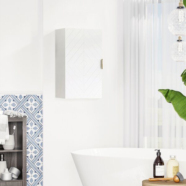 Kleankin Wall Mounted Bathroom Cabinet, Over Toilet Storage, Adjustable Shelves, for Hallway, Living Room, White Aosom UK