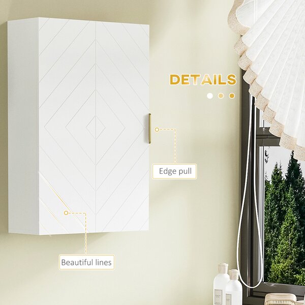Kleankin Wall Mounted Bathroom Cabinet, Over Toilet Storage, Adjustable Shelves, for Hallway, Living Room, White Aosom UK