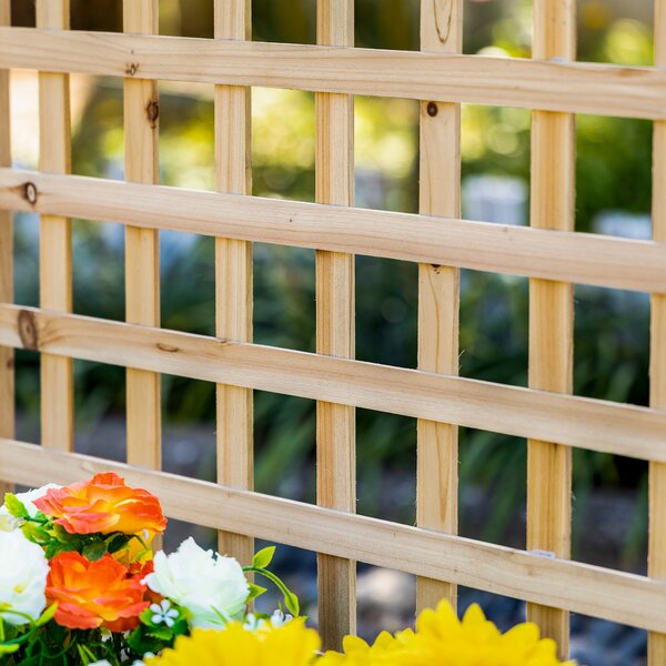 Outsunny Planter with Trellis for Climbing Vines, Wood Raised Beds for Flower, Indoor Outdoor, 58W x 21.5D x 15Hcm, Natural Aosom UK