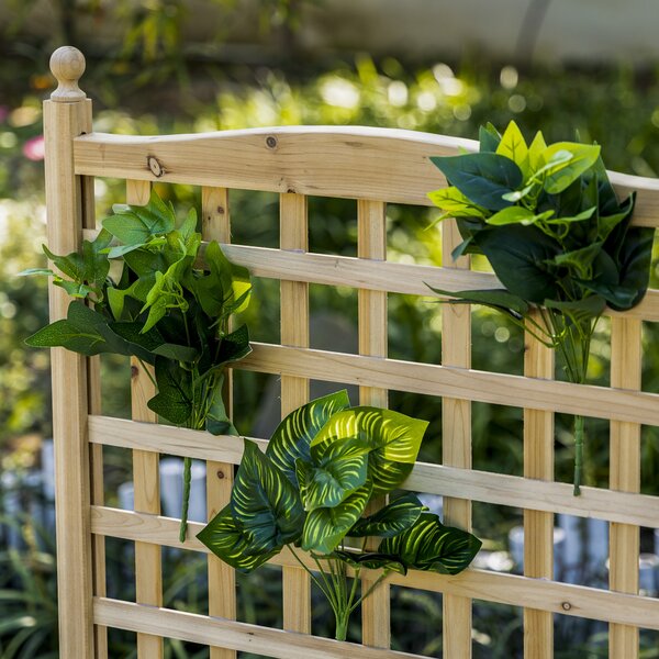 Outsunny Planter with Trellis for Climbing Vines, Wood Raised Beds for Flower, Indoor Outdoor, 58W x 21.5D x 15Hcm, Natural Aosom UK
