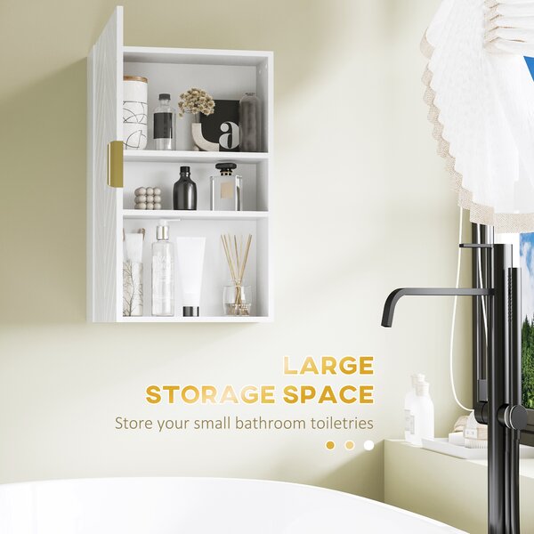 Kleankin Wall Mounted Bathroom Cabinet, Over Toilet Storage, Adjustable Shelves, for Hallway, Living Room, White Aosom UK