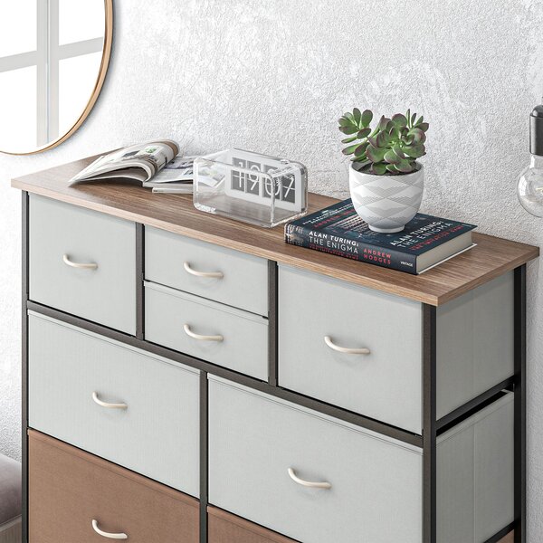 HOMCOM Chest of Drawers for Bedroom, 10-Drawer Dresser with Foldable Fabric Drawers and Metal Frame, Colourful Storage Solution Aosom UK