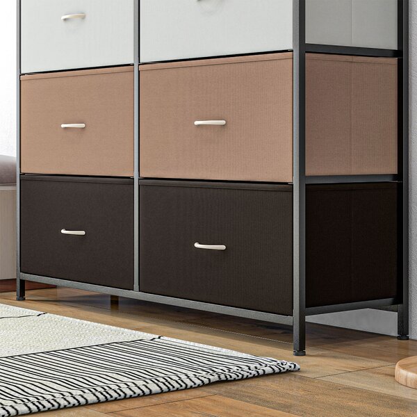 HOMCOM Chest of Drawers for Bedroom, 10-Drawer Dresser with Foldable Fabric Drawers and Metal Frame, Colourful Storage Solution Aosom UK