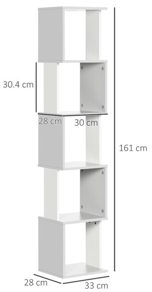 HOMCOM Modern 5-Tier Bookshelf, Freestanding Bookcase Storage Shelving for Living Room Home Office Study, Light Grey Aosom UK