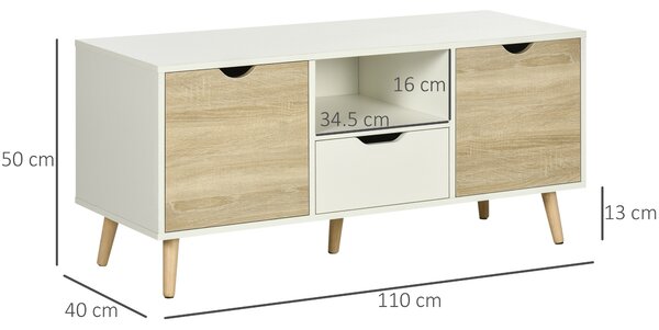 HOMCOM TV Stand Cabinet for TVs up to 50 Inch, Entertainment Center with Storage Drawer for Living Room and Bedroom, Natural Aosom UK