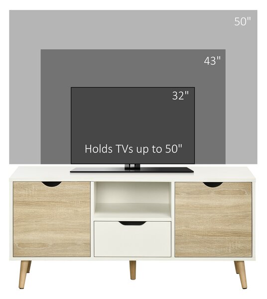 HOMCOM TV Stand Cabinet for TVs up to 50 Inch, Entertainment Center with Storage Drawer for Living Room and Bedroom, Natural Aosom UK