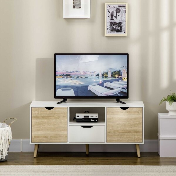 HOMCOM TV Stand Cabinet for TVs up to 50 Inch, Entertainment Center with Storage Drawer for Living Room and Bedroom, Natural Aosom UK