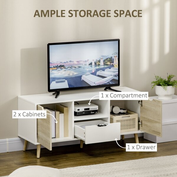 HOMCOM TV Stand Cabinet for TVs up to 50 Inch, Entertainment Center with Storage Drawer for Living Room and Bedroom, Natural Aosom UK