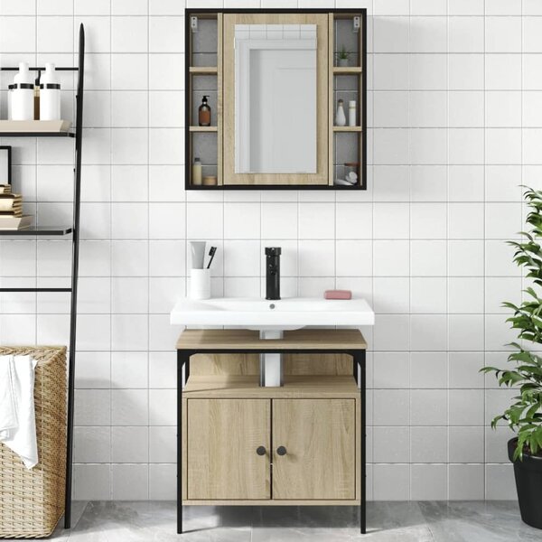 Brussels Wooden 2 Piece Bathroom Furniture Set In Sonoma Oak