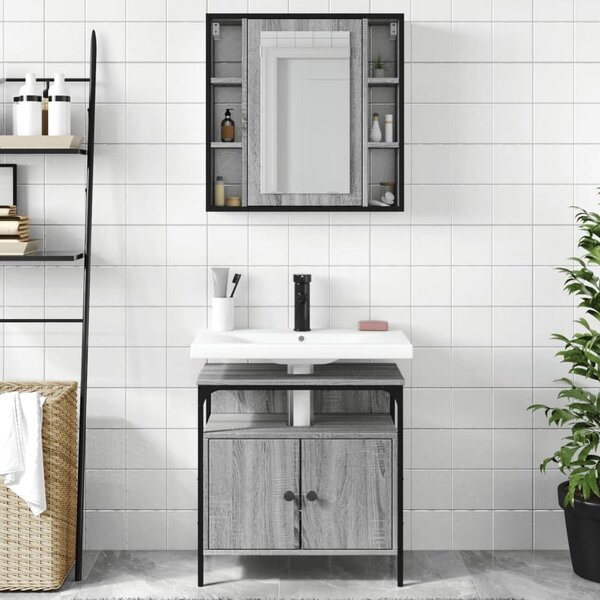 Brussels Wooden 2 Piece Bathroom Furniture Set In Grey Sonoma