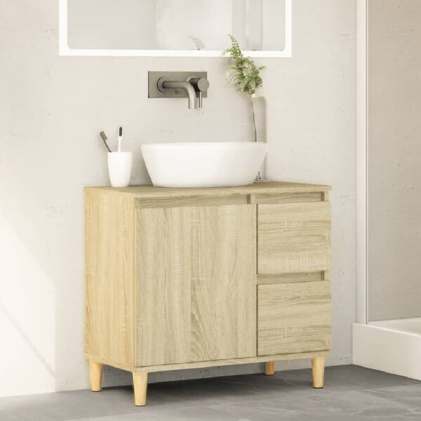 Prague Wooden Vanity Unit With Oak Legs In Sonoma Oak