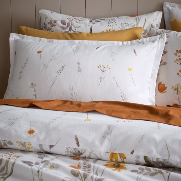 Autumn Meadow 100% Brushed Cotton Oxford Pillowcase Orange