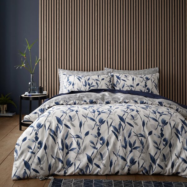 Zen Brushed Cotton Duvet Cover and Pillowcase Set Blue