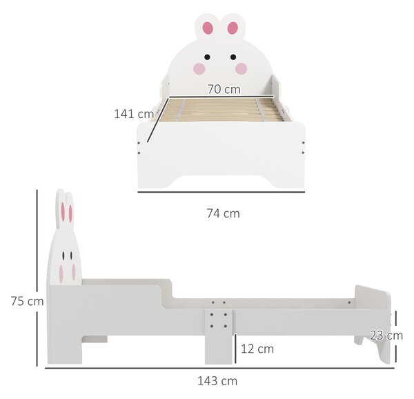 ZONEKIZ Toddler Rabbit Bed Frame, Safe & Sturdy Design, Perfect for Kids' Bedroom, Charming White Aosom UK
