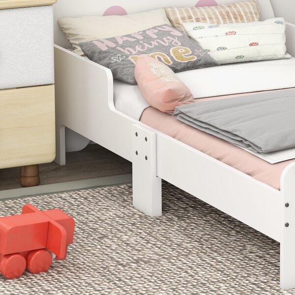 ZONEKIZ Toddler Rabbit Bed Frame, Safe & Sturdy Design, Perfect for Kids' Bedroom, Charming White Aosom UK