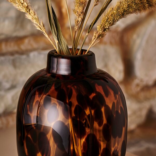 Luxe Travel Tortoiseshell Glass Vase