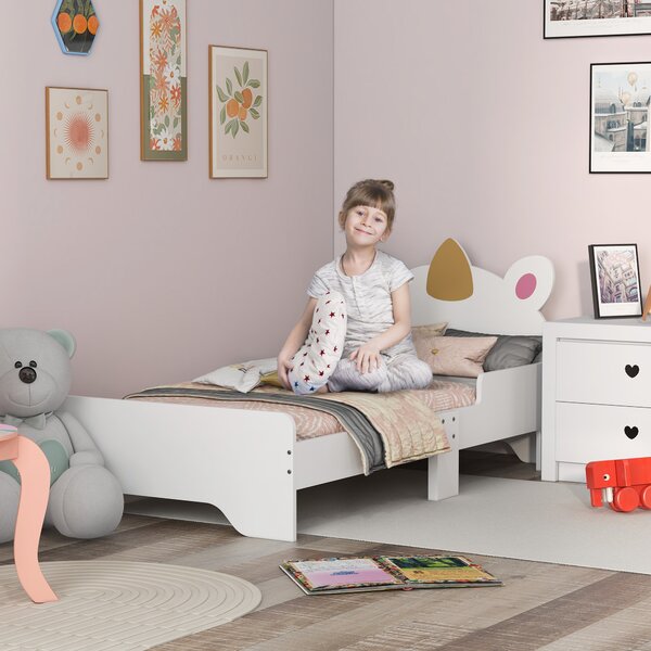 ZONEKIZ Unicorn Toddler Bed, Children's Bedroom Furniture, for Ages 3-6, 143 x 74 x 67 cm, White Aosom UK