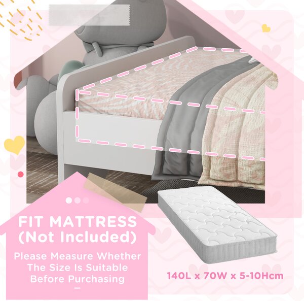 ZONEKIZ Unicorn Toddler Bed, Children's Bedroom Furniture, for Ages 3-6, 143 x 74 x 67 cm, White Aosom UK