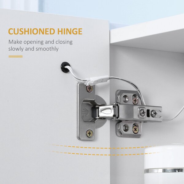 Kleankin Illuminated Bathroom Cabinet: Wall-Mounted with LED Mirror, Adjustable Shelf, Touch Switch, USB Charging, Pristine White Aosom UK
