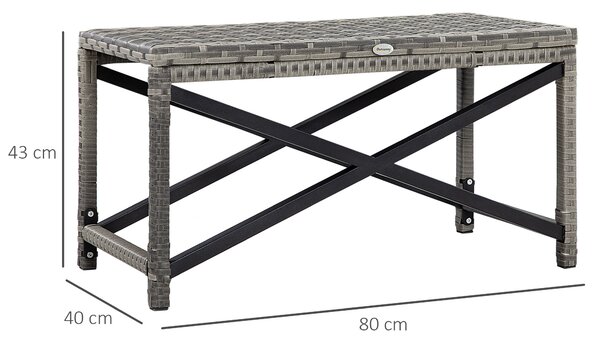 Outsunny PE Wicker Outdoor Coffee Table, Patio Rattan Side Table, with Plastic Board Under the Full Woven Table Top for Patio, Garden Mixed Grey