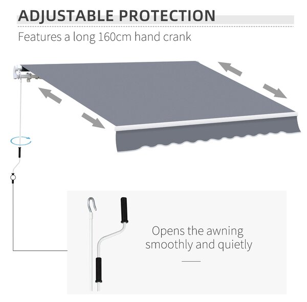 Outsunny Waterproof Garden Patio Manual Awning Canopy Sun Shade Shelter Retractable 4m x 3m-Grey Aosom UK
