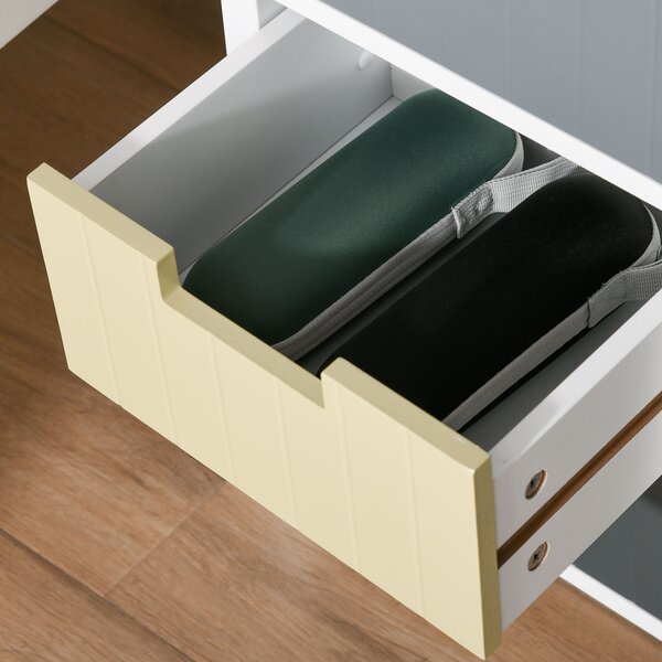 HOMCOM 3 Drawer Storage Tower, Wooden Top Dresser Chest, Organizer Unit for Bedroom, Nursery, Hallway Aosom UK