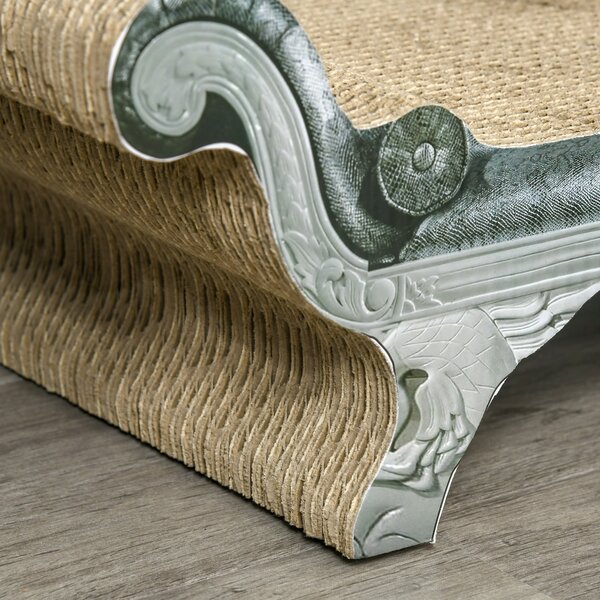 PawHut Cat Scratcher Lounge with Catnip, Curved Cardboard Scratching Bed, 60 x 29 x 26.5cm, Beige Aosom UK