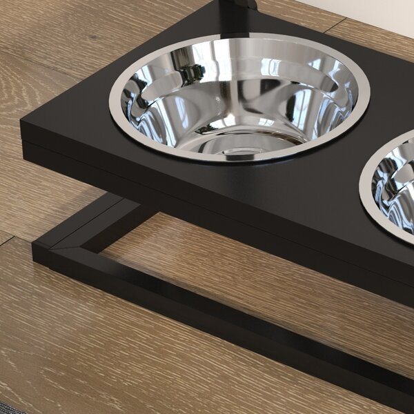PawHut Elevated Dog Bowls with Adjustable Height Stand, Feeding Station for Small to Large Dogs, Black Aosom UK