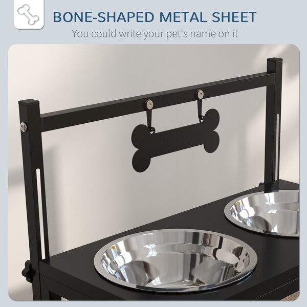 PawHut Elevated Dog Bowls with Adjustable Height Stand, Feeding Station for Small to Large Dogs, Black Aosom UK