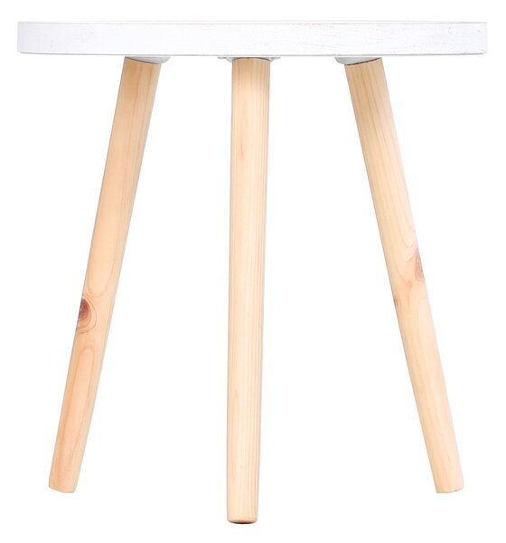 HOMCOM Carved Elegance: Set of 2 Floral Coffee Tables with Tray Top, Wooden Legs, Modern Round Side Tables, White Aosom UK