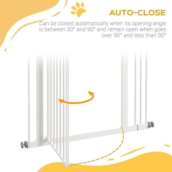 PawHut Adjustable Pet Portal: Metal Safety Gate with Folding Design, 74-87cm Width, Pristine White Aosom UK