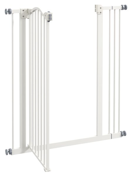 PawHut Adjustable Pet Portal: Metal Safety Gate with Folding Design, 74-87cm Width, Pristine White Aosom UK
