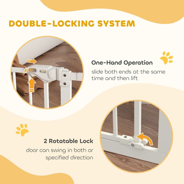 PawHut Adjustable Dog Gate, Metal Safety Barrier for Pets, Extends 74-100cm Wide, Easy Install, White Aosom UK