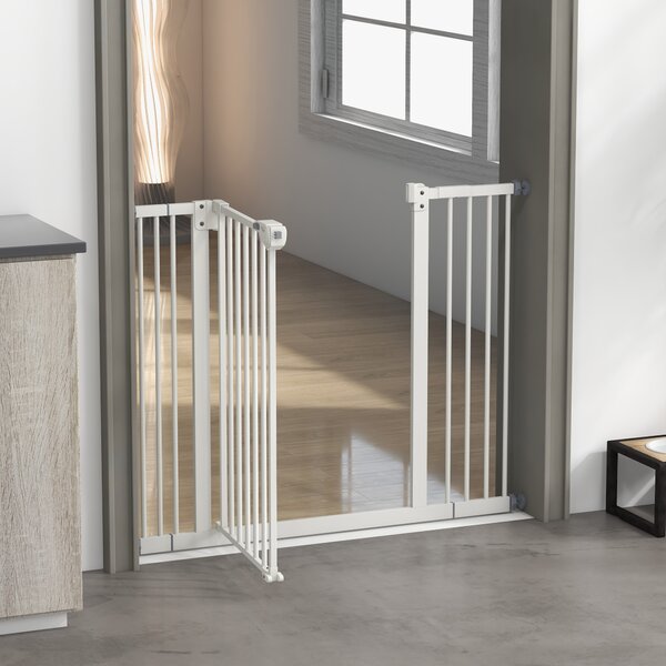 PawHut Adjustable Dog Gate, Metal Safety Barrier for Pets, Extends 74-100cm Wide, Easy Install, White Aosom UK