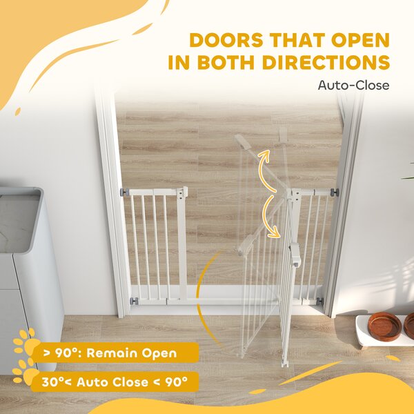 PawHut Adjustable Dog Gate, Metal Safety Barrier for Pets, Extends 74-100cm Wide, Easy Install, White Aosom UK