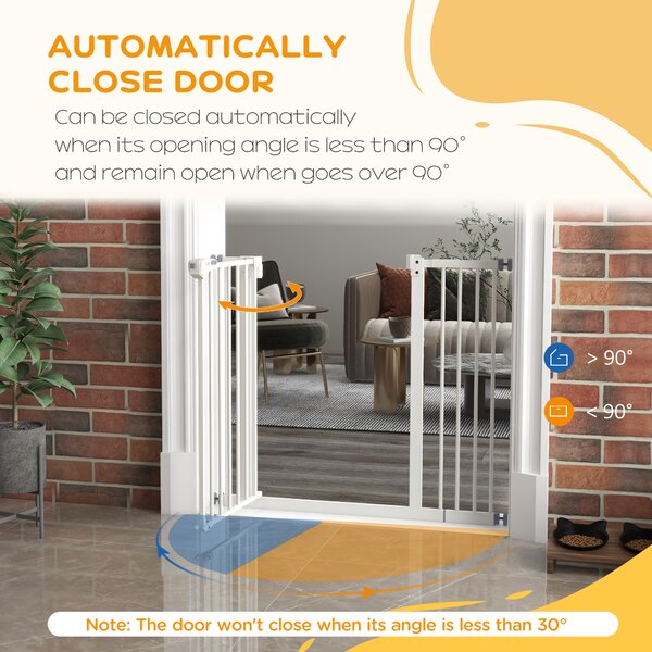 PawHut Flexible Pet Gate: Adjustable Metal Barrier for Dogs, 74-94cm Width, Secure Fit, White Aosom UK