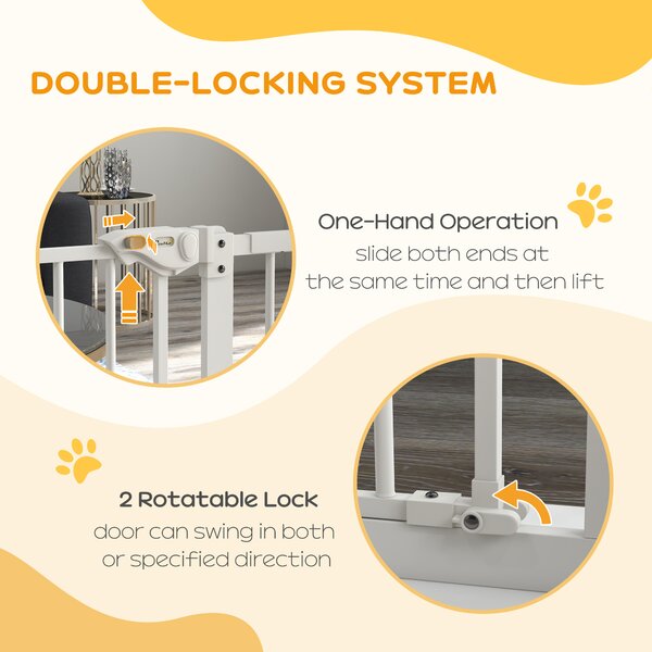 PawHut Flexible Pet Gate: Adjustable Metal Barrier for Dogs, 74-94cm Width, Secure Fit, White Aosom UK
