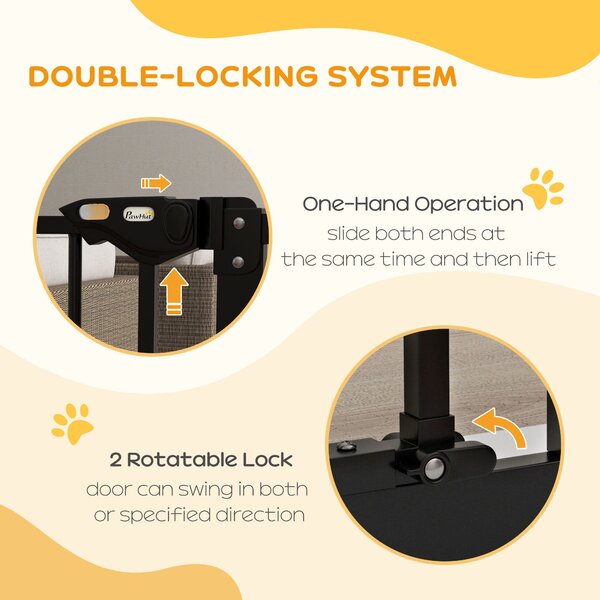 PawHut Metal 74-87cm Wide Adjustable Dog Gate Black Aosom UK
