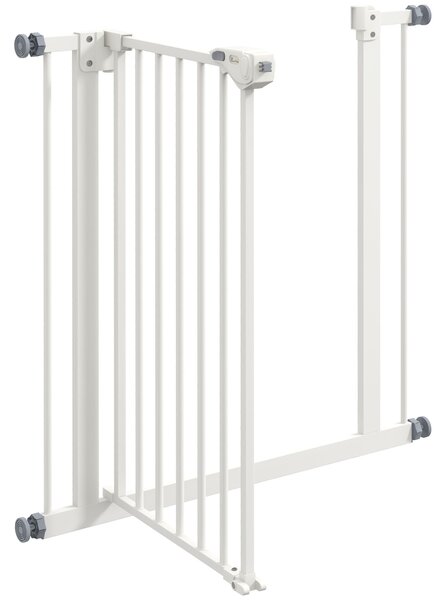 PawHut Adjustable Pet Gate: Metal Safety Barrier for Dogs, 74-80cm Width, Easy Installation, White Aosom UK