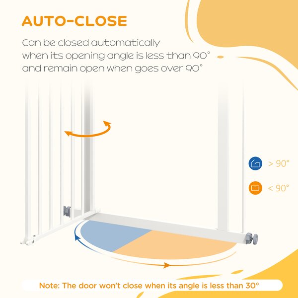 PawHut Adjustable Pet Gate: Metal Safety Barrier for Dogs, 74-80cm Width, Easy Installation, White Aosom UK