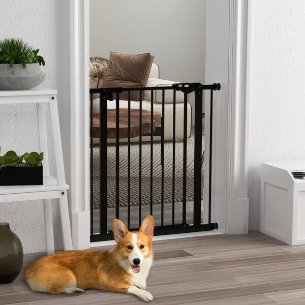 PawHut Adjustable Metal Dog Gate, Safety Barrier for Pets, 74-80cm Wide, Easy Installation, Black Aosom UK